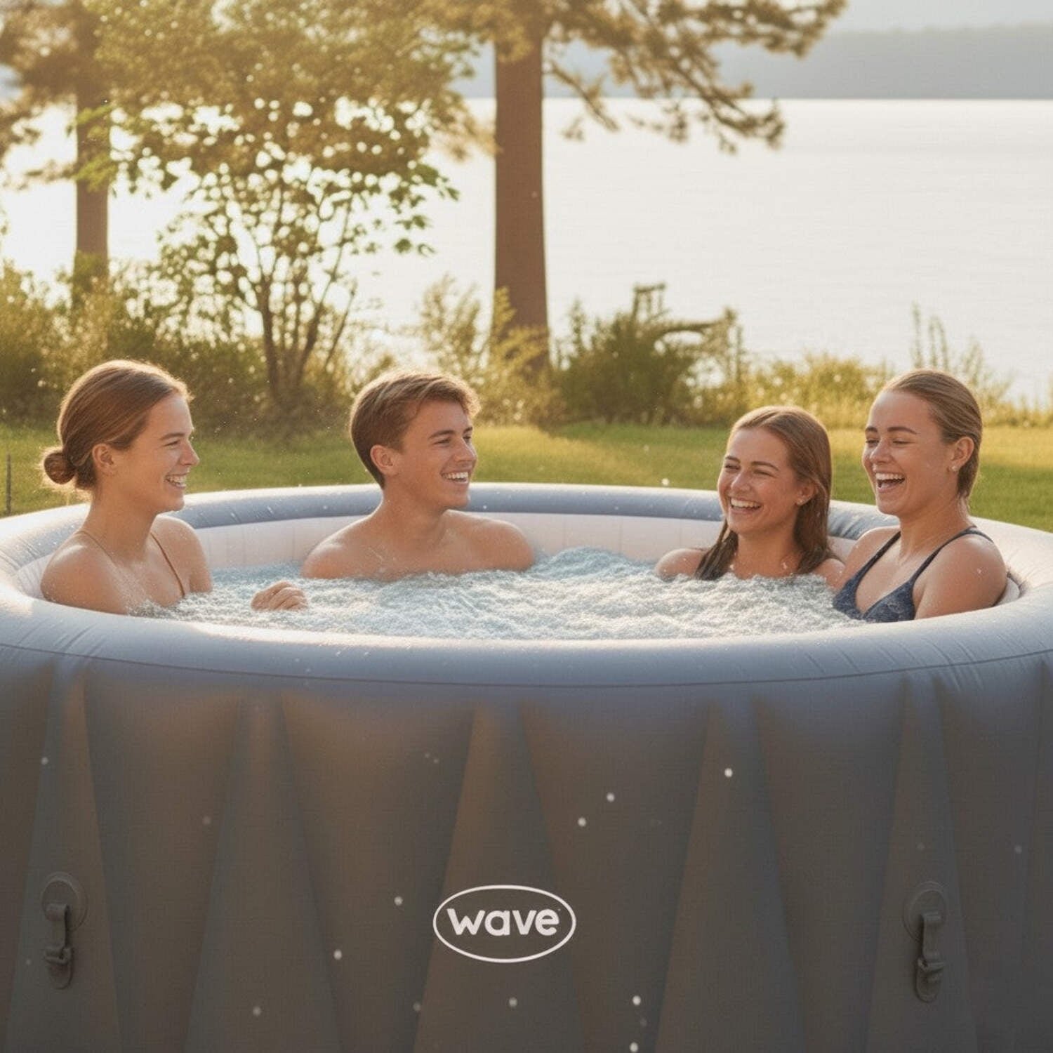 Wave Atlantic 4-Person Round inflatable Hot Tub with integrated Heater and Aquajet Massage System - Image 2